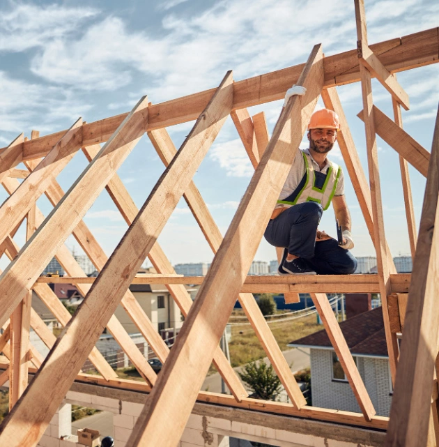 Wood framing contractor working on a residential project in Los Angeles