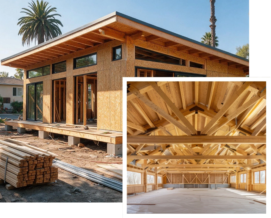 Residential framing project in Pasadena